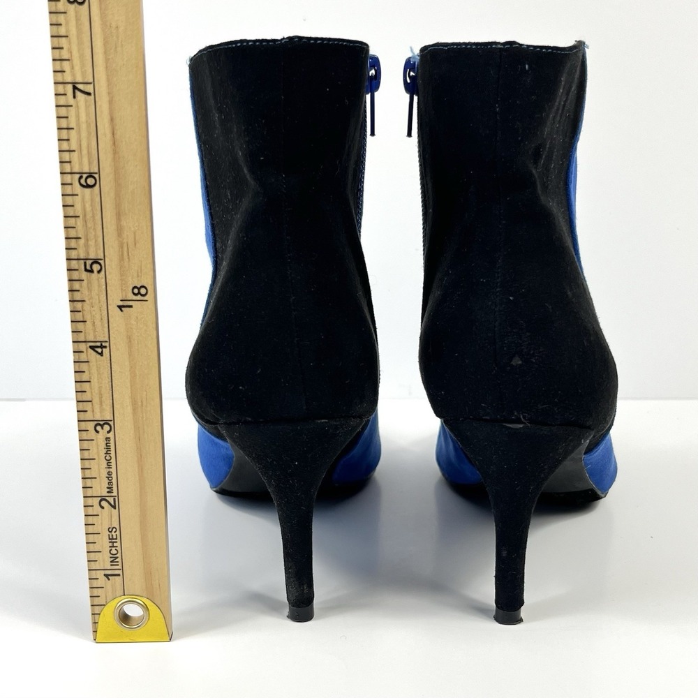 Dolce Womens Suede Stiletto Heel Ankle Boot Size 7.5 Blue Black Modern Sleek - Picture 8 of 13